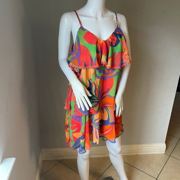 Colorful Floral Ruffle Dress - Picture 4 of 7